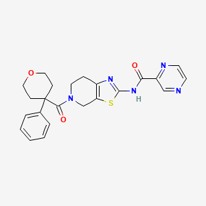 N-(5-(4-phenyltetrahydro-2H-pyran-4-carbonyl)-4,5,6,7-tetrahydrothiazolo[5,4-c]pyridin-2-yl)pyrazine-2-carboxamide