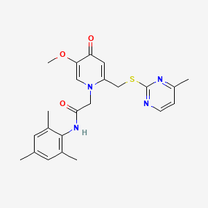 N-mesityl-2-(5-methoxy-2-(((4-methylpyrimidin-2-yl)thio)methyl)-4-oxopyridin-1(4H)-yl)acetamide