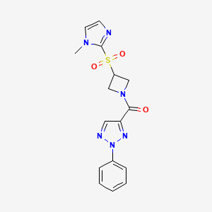 molecular formula C16H16N6O3S B2566463 (3-((1-甲基-1H-咪唑-2-基)磺酰基)氮杂环丁-1-基)(2-苯基-2H-1,2,3-三唑-4-基)甲苯酮 CAS No. 2034429-81-5