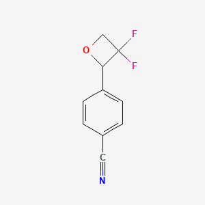 molecular formula C10H7F2NO B2566467 4-(3,3-Difluorooxetan-2-yl)benzonitrile CAS No. 2361645-20-5