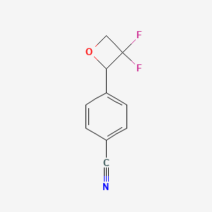 molecular formula C10H7F2NO B2566467 4-(3,3-二氟氧杂环乙烷-2-基)苯甲腈 CAS No. 2361645-20-5