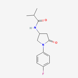 molecular formula C14H17FN2O2 B2566469 N-(1-(4-氟苯基)-5-氧代吡咯烷-3-基)异丁酰胺 CAS No. 896292-32-3