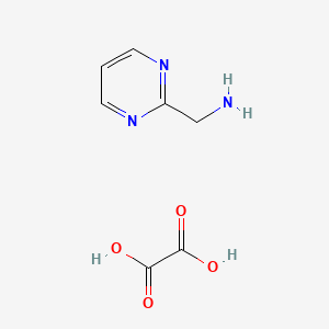 molecular formula C12H16N6O4 B2566470 草酸2-(氨甲基)嘧啶 CAS No. 866625-10-7