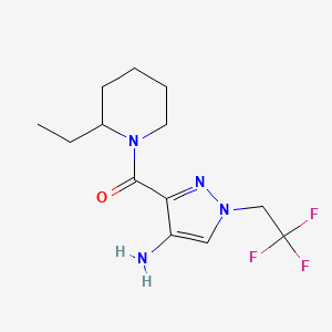 molecular formula C13H19F3N4O B2566475 3-[(2-Ethylpiperidin-1-yl)carbonyl]-1-(2,2,2-trifluoroethyl)-1H-pyrazol-4-amine CAS No. 2101198-78-9