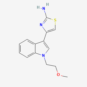 molecular formula C14H15N3OS B2566488 2-Amino-4-(1-(2-metoxietil)-1H-indol-3-il)tiazol CAS No. 878046-69-6