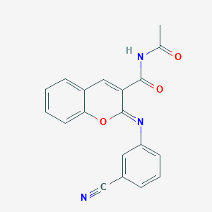 (2Z)-N-acetyl-2-[(3-cyanophenyl)imino]-2H-chromene-3-carboxamide