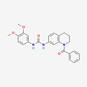 molecular formula C25H25N3O4 B2566502 1-(1-Benzoyl-1,2,3,4-tetrahydroquinolin-7-yl)-3-(3,4-dimethoxyphenyl)urea CAS No. 1203279-51-9