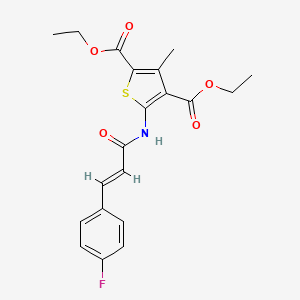 molecular formula C20H20FNO5S B2566503 (E)-diethyl 5-(3-(4-fluorophenyl)acrylamido)-3-methylthiophene-2,4-dicarboxylate CAS No. 325850-89-3