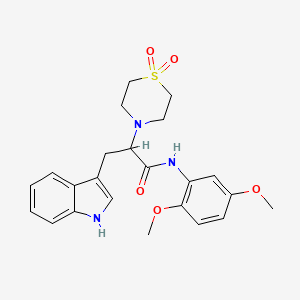 molecular formula C23H27N3O5S B2566520 N-(2,5-dimethoxyphenyl)-2-(1,1-dioxo-1,4-thiazinan-4-yl)-3-(1H-indol-3-yl)propanamide CAS No. 477889-86-4