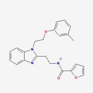 molecular formula C23H23N3O3 B2566529 N-[2-[1-[2-(3-methylphenoxy)ethyl]benzimidazol-2-yl]ethyl]furan-2-carboxamide CAS No. 871552-82-8
