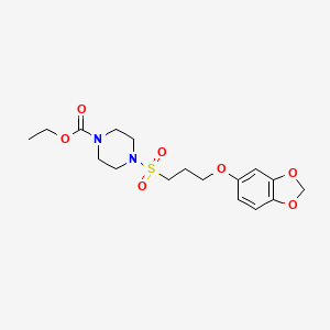 molecular formula C17H24N2O7S B2566535 4-((3-(苯并[d][1,3]二氧杂环-5-氧基)丙基)磺酰基)哌嗪-1-羧酸乙酯 CAS No. 946285-74-1