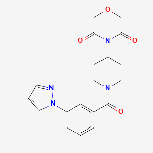 molecular formula C19H20N4O4 B2566537 4-(1-(3-(1H-吡唑-1-基)苯甲酰)哌啶-4-基)吗啉-3,5-二酮 CAS No. 2034392-08-8