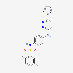 molecular formula C21H20N6O2S B2566539 N-(4-((6-(1H-吡唑-1-基)嘧啶并哒嗪-3-基)氨基)苯基)-2,5-二甲基苯磺酰胺 CAS No. 1014026-23-3