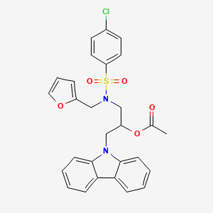 molecular formula C28H25ClN2O5S B2566540 1-(9H-carbazol-9-yl)-3-(4-chloro-N-(furan-2-ylmethyl)phenylsulfonamido)propan-2-yl acetate CAS No. 1105246-19-2