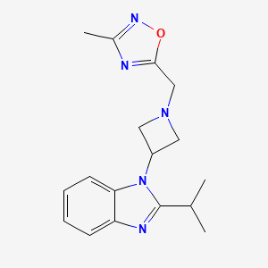 molecular formula C17H21N5O B2566544 3-Methyl-5-[[3-(2-propan-2-ylbenzimidazol-1-yl)azetidin-1-yl]methyl]-1,2,4-oxadiazole CAS No. 2415525-47-0