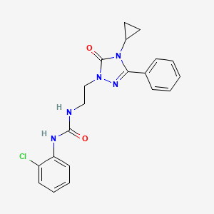 molecular formula C20H20ClN5O2 B2566545 1-(2-chlorophenyl)-3-(2-(4-cyclopropyl-5-oxo-3-phenyl-4,5-dihydro-1H-1,2,4-triazol-1-yl)ethyl)urea CAS No. 2177366-31-1
