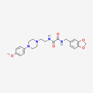 molecular formula C23H28N4O5 B2566555 N1-(benzo[d][1,3]dioxol-5-ylmethyl)-N2-(2-(4-(4-methoxyphenyl)piperazin-1-yl)ethyl)oxalamide CAS No. 1049569-59-6