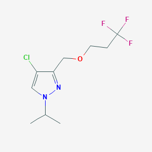 molecular formula C10H14ClF3N2O B2566562 4-chloro-1-isopropyl-3-[(3,3,3-trifluoropropoxy)methyl]-1H-pyrazole CAS No. 1856035-02-3