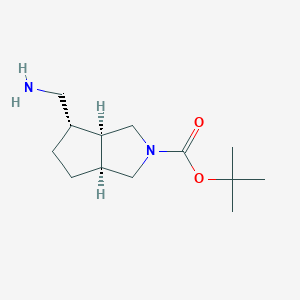 molecular formula C13H24N2O2 B2566566 tert-butyl (3aR,4S,6aS)-4-(aminomethyl)-3,3a,4,5,6,6a-hexahydro-1H-cyclopenta[c]pyrrole-2-carboxylate CAS No. 1251019-89-2