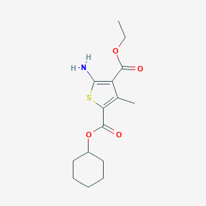molecular formula C15H21NO4S B256657 2-Cyclohexyl 4-ethyl 5-amino-3-methyl-2,4-thiophenedicarboxylate 