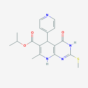 molecular formula C18H20N4O3S B2566572 7-甲基-2-(甲硫基)-4-氧代-5-(吡啶-4-基)-3,4,5,8-四氢吡啶并[2,3-d]嘧啶-6-羧酸异丙酯 CAS No. 537045-88-8
