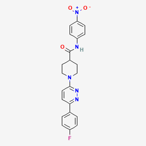 molecular formula C22H20FN5O3 B2566580 1-[6-(4-氟苯基)嘧啶-3-基]-N-(4-硝基苯基)哌啶-4-甲酰胺 CAS No. 1105232-34-5