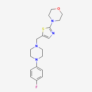 molecular formula C18H23FN4OS B2566588 4-(5-{[4-(4-Fluorophenyl)piperazino]methyl}-1,3-thiazol-2-yl)morpholine CAS No. 439121-17-2