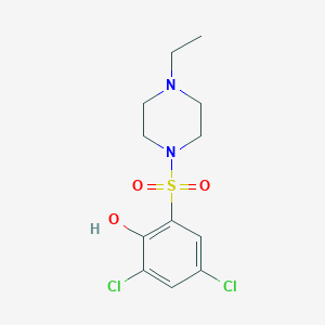 molecular formula C12H16Cl2N2O3S B256659 2,4-Dichloro-6-[(4-ethyl-1-piperazinyl)sulfonyl]phenol 