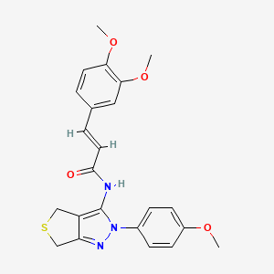 molecular formula C23H23N3O4S B2566598 (E)-3-(3,4-dimethoxyphenyl)-N-(2-(4-methoxyphenyl)-4,6-dihydro-2H-thieno[3,4-c]pyrazol-3-yl)acrylamide CAS No. 444185-09-5