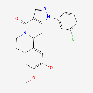 molecular formula C22H20ClN3O3 B2566602 11-(3-chlorophenyl)-2,3-dimethoxy-5,11,12,12a-tetrahydropyrazolo[3',4':4,5]pyrido[2,1-a]isoquinolin-8(6H)-one CAS No. 860788-93-8