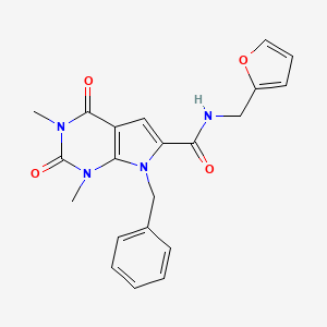 molecular formula C21H20N4O4 B2566607 7-benzyl-N-(furan-2-ylmethyl)-1,3-dimethyl-2,4-dioxo-2,3,4,7-tetrahydro-1H-pyrrolo[2,3-d]pyrimidine-6-carboxamide CAS No. 1021258-80-9