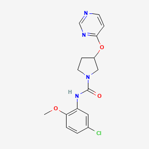 molecular formula C16H17ClN4O3 B2566609 N-(5-氯-2-甲氧基苯基)-3-(嘧啶-4-氧基)吡咯烷-1-甲酰胺 CAS No. 2034572-42-2