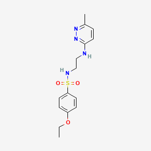 molecular formula C15H20N4O3S B2566613 4-エトキシ-N-(2-((6-メチルピリダジン-3-イル)アミノ)エチル)ベンゼンスルホンアミド CAS No. 1170443-98-7