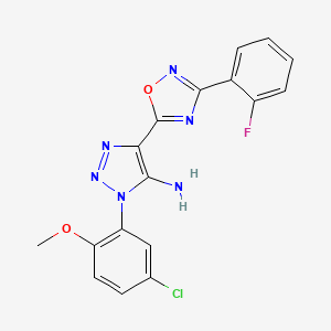 molecular formula C17H12ClFN6O2 B2566622 1-(5-chloro-2-methoxyphenyl)-4-[3-(2-fluorophenyl)-1,2,4-oxadiazol-5-yl]-1H-1,2,3-triazol-5-amine CAS No. 892770-50-2
