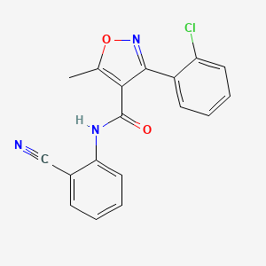 molecular formula C18H12ClN3O2 B2566634 3-(2-氯苯基)-N-(2-氰基苯基)-5-甲基-1,2-噁唑-4-甲酰胺 CAS No. 885660-30-0