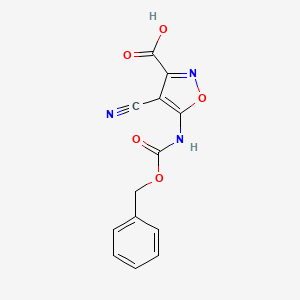 molecular formula C13H9N3O5 B2566639 4-Cyano-5-(phenylmethoxycarbonylamino)-1,2-oxazole-3-carboxylic acid CAS No. 2248305-22-6