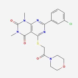 molecular formula C20H20ClN5O4S B2566642 7-(3-chlorophenyl)-1,3-dimethyl-5-((2-morpholino-2-oxoethyl)thio)pyrimido[4,5-d]pyrimidine-2,4(1H,3H)-dione CAS No. 893921-78-3