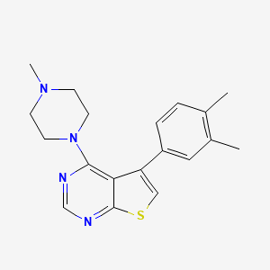 molecular formula C19H22N4S B2566646 5-(3,4-二甲基苯基)-4-(4-甲基哌嗪-1-基)噻吩并[2,3-d]嘧啶 CAS No. 670270-33-4