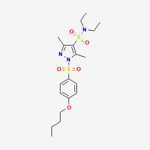 molecular formula C19H29N3O5S2 B2566650 1-(4-butoxybenzenesulfonyl)-N,N-diethyl-3,5-dimethyl-1H-pyrazole-4-sulfonamide CAS No. 956271-12-8