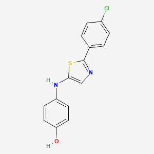 molecular formula C15H11ClN2OS B2566652 4-{[2-(4-Chlorophenyl)-1,3-thiazol-5-yl]amino}phenol CAS No. 2279124-38-6