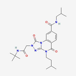 molecular formula C25H36N6O4 B2566656 2-(2-(叔丁基氨基)-2-氧代乙基)-N-异丁基-4-异戊基-1,5-二氧代-1,2,4,5-四氢-[1,2,4]三唑并[4,3-a]喹唑啉-8-甲酰胺 CAS No. 1189458-88-5