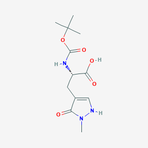 molecular formula C12H19N3O5 B2566659 (2S)-3-(2-甲基-3-氧代-1H-吡唑-4-基)-2-[(2-甲基丙-2-基)氧羰基氨基]丙酸 CAS No. 2416217-81-5