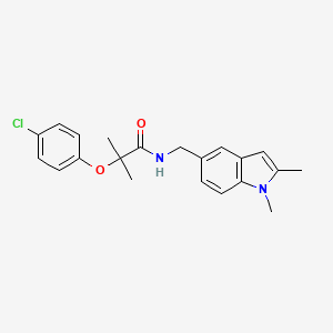 molecular formula C21H23ClN2O2 B2566671 2-(4-chlorophenoxy)-N-((1,2-dimethyl-1H-indol-5-yl)methyl)-2-methylpropanamide CAS No. 852137-64-5