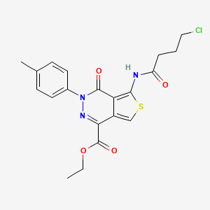 molecular formula C20H20ClN3O4S B2566682 Ethyl 5-(4-chlorobutanoylamino)-3-(4-methylphenyl)-4-oxothieno[3,4-d]pyridazine-1-carboxylate CAS No. 851948-00-0