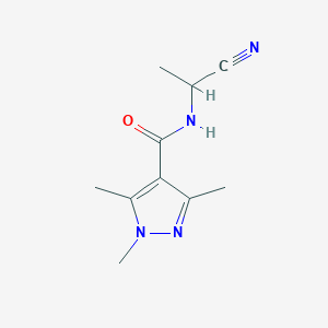 molecular formula C10H14N4O B2566684 N-(1-cyanoethyl)-1,3,5-trimethyl-1H-pyrazole-4-carboxamide CAS No. 1241474-92-9