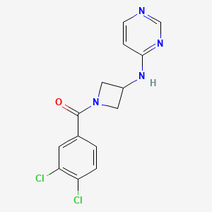 molecular formula C14H12Cl2N4O B2566688 N-[1-(3,4-二氯苯甲酰)氮杂环丁-3-基]嘧啶-4-胺 CAS No. 2097918-89-1