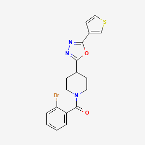 molecular formula C18H16BrN3O2S B2566689 (2-Bromophényl)(4-(5-(thiophène-3-yl)-1,3,4-oxadiazol-2-yl)pipéridin-1-yl)méthanone CAS No. 1448073-36-6