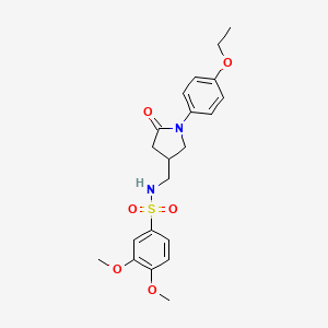 molecular formula C21H26N2O6S B2566690 N-((1-(4-ethoxyphenyl)-5-oxopyrrolidin-3-yl)methyl)-3,4-dimethoxybenzenesulfonamide CAS No. 954655-76-6