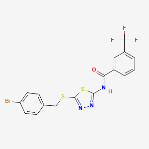molecular formula C17H11BrF3N3OS2 B2566693 N-(5-((4-bromobenzyl)thio)-1,3,4-thiadiazol-2-yl)-3-(trifluoromethyl)benzamide CAS No. 392302-91-9