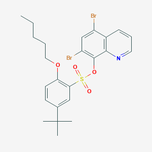 molecular formula C24H27Br2NO4S B2566697 5,7-Dibromoquinolin-8-yl 5-tert-butyl-2-(pentyloxy)benzene-1-sulfonate CAS No. 2248959-37-5